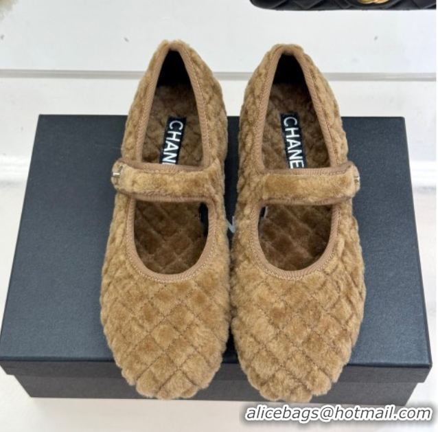 Unique Style Chanel Quilted Wool Mary Janes Ballets Flat Beige 2025 CH110301 1103060