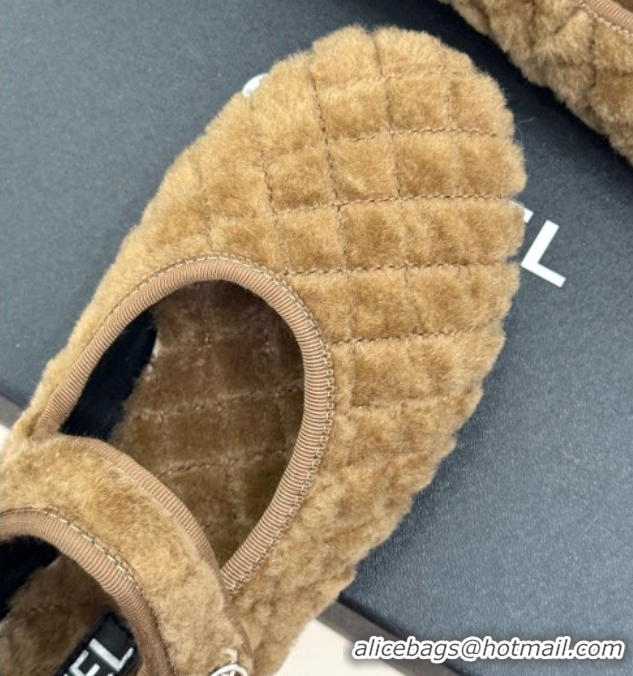 Unique Style Chanel Quilted Wool Mary Janes Ballets Flat Beige 2025 CH110301 1103060
