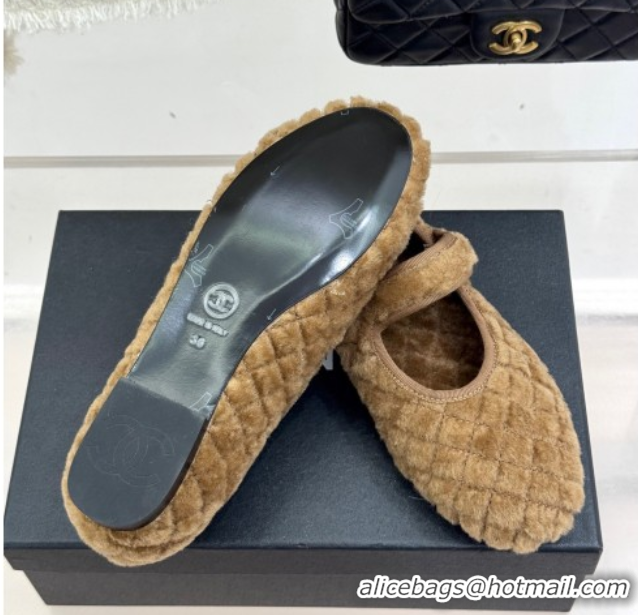 Unique Style Chanel Quilted Wool Mary Janes Ballets Flat Beige 2025 CH110301 1103060