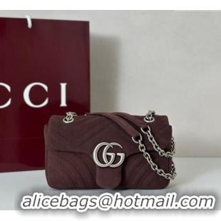 Famous Brand Gucci GG Marmont Small shoulder bag in Suede 837280 Dark Brown 2025