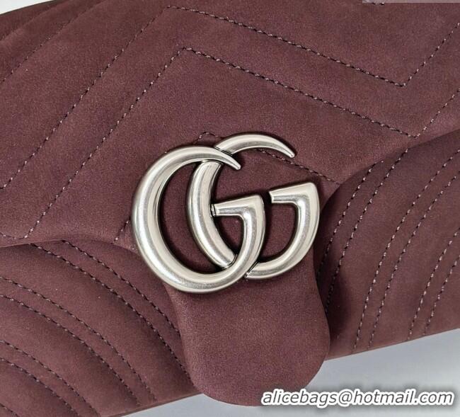 Famous Brand Gucci GG Marmont Small shoulder bag in Suede 837280 Dark Brown 2025