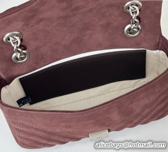 Famous Brand Gucci GG Marmont Small shoulder bag in Suede 837280 Dark Brown 2025