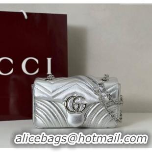 Super Quality Gucci GG Marmont Small shoulder bag 837280 Silver 2025