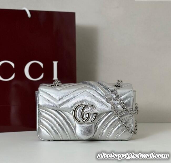 Super Quality Gucci GG Marmont Small shoulder bag 837280 Silver 2025