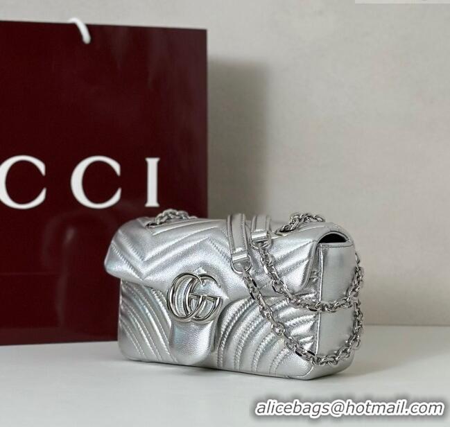 Super Quality Gucci GG Marmont Small shoulder bag 837280 Silver 2025