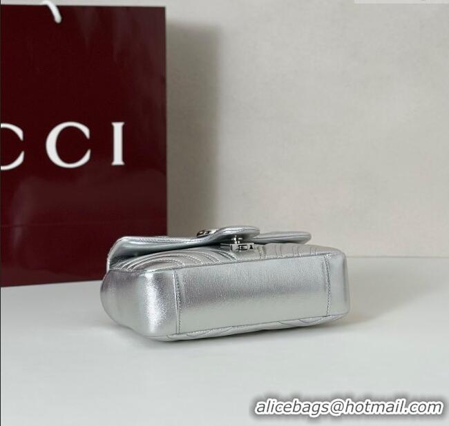 Super Quality Gucci GG Marmont Small shoulder bag 837280 Silver 2025