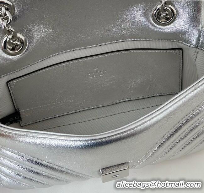 Super Quality Gucci GG Marmont Small shoulder bag 837280 Silver 2025