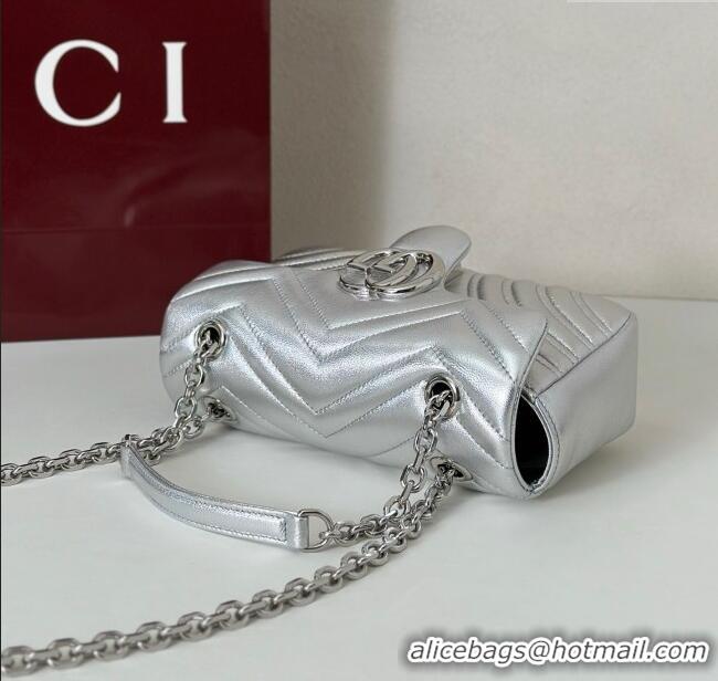 Super Quality Gucci GG Marmont Small shoulder bag 837280 Silver 2025