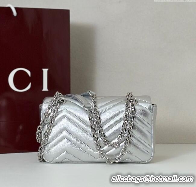Super Quality Gucci GG Marmont Small shoulder bag 837280 Silver 2025
