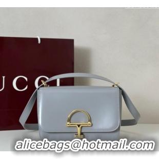 Top Quality Gucci Siena small shoulder bag in Leather with Oversized Half Horsebit 846705 Light Grey 2025