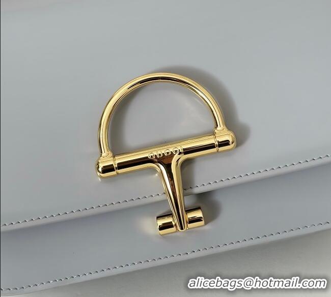 Top Quality Gucci Siena small shoulder bag in Leather with Oversized Half Horsebit 846705 Light Grey 2025