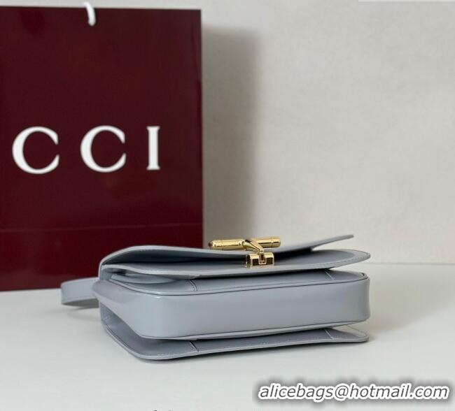 Top Quality Gucci Siena small shoulder bag in Leather with Oversized Half Horsebit 846705 Light Grey 2025