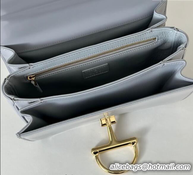 Top Quality Gucci Siena small shoulder bag in Leather with Oversized Half Horsebit 846705 Light Grey 2025