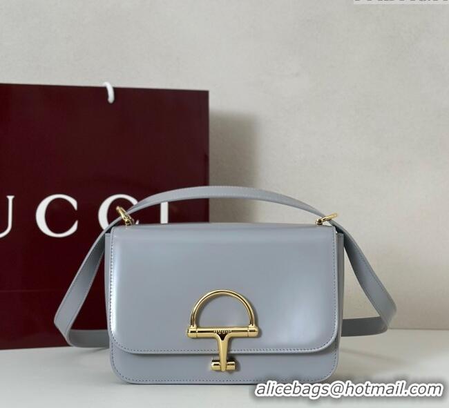 Top Quality Gucci Siena small shoulder bag in Leather with Oversized Half Horsebit 846705 Light Grey 2025