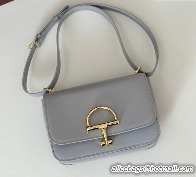Top Quality Gucci Siena small shoulder bag in Leather with Oversized Half Horsebit 846705 Light Grey 2025