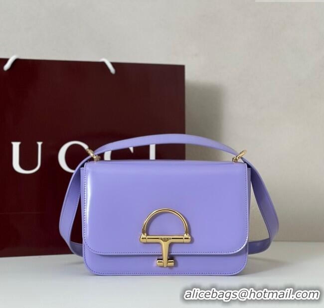 Best Price Gucci Siena small shoulder bag in Leather with Oversized Half Horsebit 846705 Lilac Purple 2025