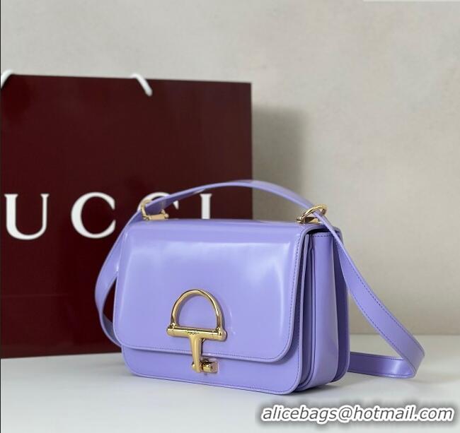 Best Price Gucci Siena small shoulder bag in Leather with Oversized Half Horsebit 846705 Lilac Purple 2025