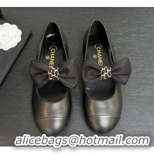 Classic Hot Chanel Lambskin Leather Mary Janes Ballet Flats with Bow Black 2025 CH110303 1103071