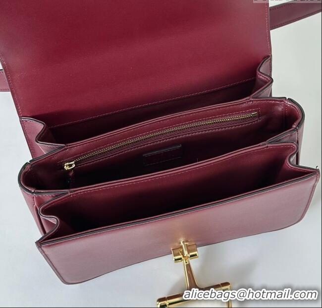 Top Design Gucci Siena small shoulder bag in Leather with Oversized Half Horsebit 846705 Ancora Red 2025