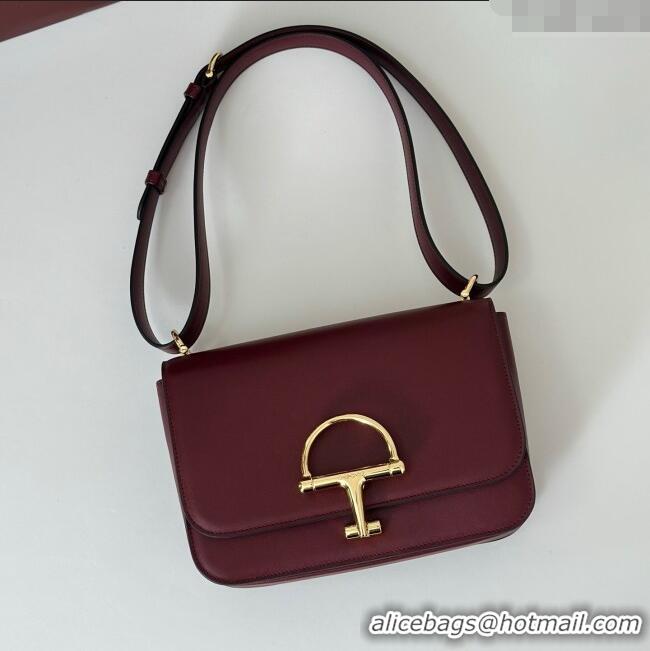 Top Design Gucci Siena small shoulder bag in Leather with Oversized Half Horsebit 846705 Ancora Red 2025