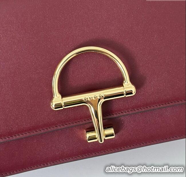 Top Design Gucci Siena small shoulder bag in Leather with Oversized Half Horsebit 846705 Ancora Red 2025