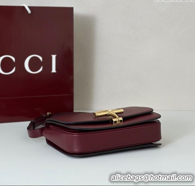 Top Design Gucci Siena small shoulder bag in Leather with Oversized Half Horsebit 846705 Ancora Red 2025