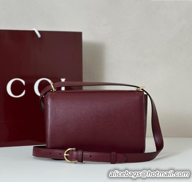 Top Design Gucci Siena small shoulder bag in Leather with Oversized Half Horsebit 846705 Ancora Red 2025