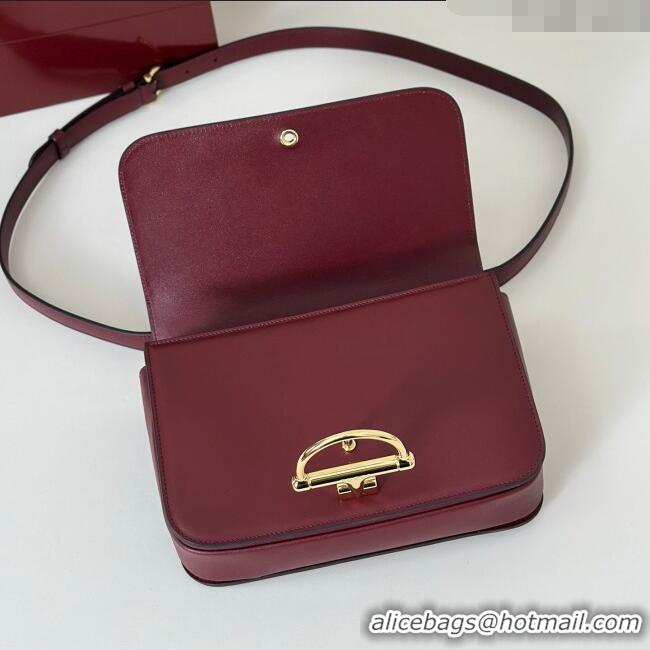 Top Design Gucci Siena small shoulder bag in Leather with Oversized Half Horsebit 846705 Ancora Red 2025