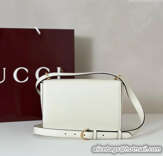 Luxury Cheap Gucci Siena small shoulder bag in Leather with Oversized Half Horsebit 846705 White 2025