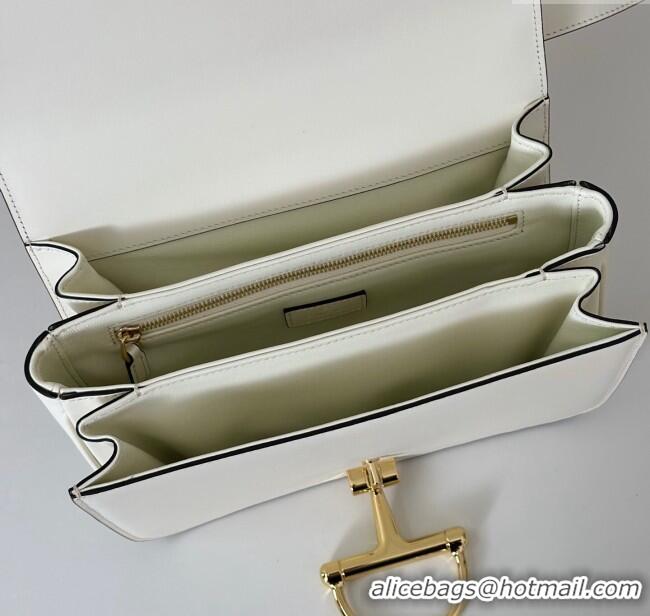 Luxury Cheap Gucci Siena small shoulder bag in Leather with Oversized Half Horsebit 846705 White 2025