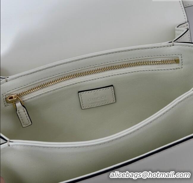 Luxury Cheap Gucci Siena small shoulder bag in Leather with Oversized Half Horsebit 846705 White 2025