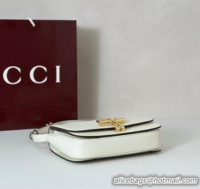 Luxury Cheap Gucci Siena small shoulder bag in Leather with Oversized Half Horsebit 846705 White 2025