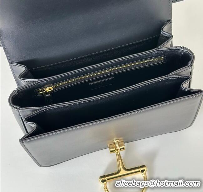 Top Design Gucci Siena small shoulder bag in Leather with Oversized Half Horsebit 846705 Black 2025