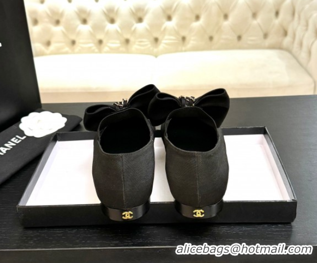 1:1 aaaaa Chanel Grosgrain & Calfskin Leather Mary Janes Ballet Flats with Bow Black 2025 CH110303 1103073