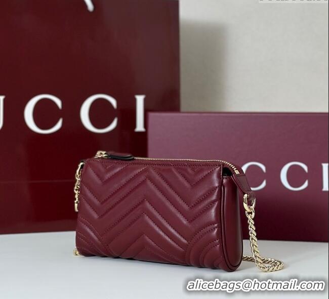 Luxury Cheap Gucci GG Marmont small shoulder bag in Leather 847589 Ancora Red 2025