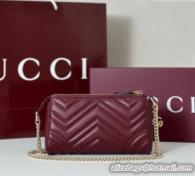 Luxury Cheap Gucci GG Marmont small shoulder bag in Leather 847589 Ancora Red 2025