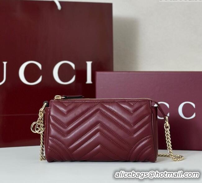 Luxury Cheap Gucci GG Marmont small shoulder bag in Leather 847589 Ancora Red 2025