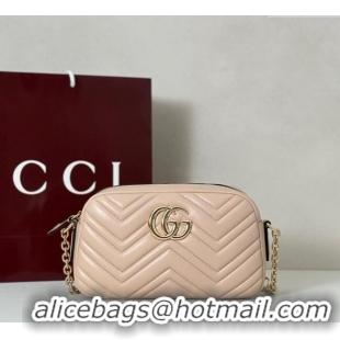 Top Grade Gucci GG Marmont small camera bag in Leather 855273 Pink Beige 2025