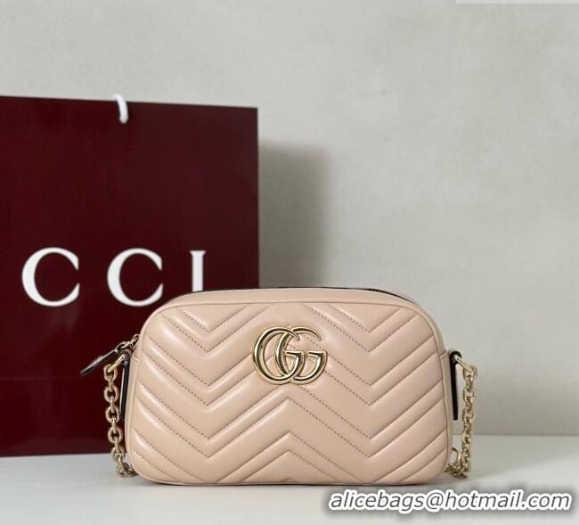 Top Grade Gucci GG Marmont small camera bag in Leather 855273 Pink Beige 2025