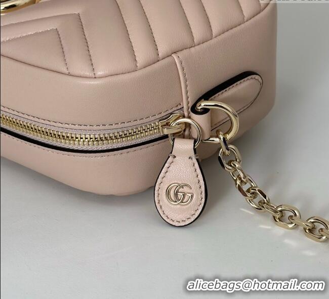 Top Grade Gucci GG Marmont small camera bag in Leather 855273 Pink Beige 2025
