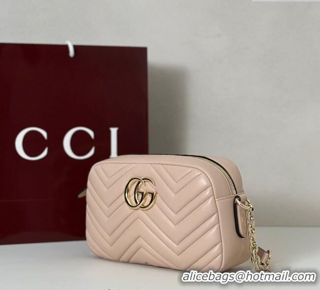 Top Grade Gucci GG Marmont small camera bag in Leather 855273 Pink Beige 2025