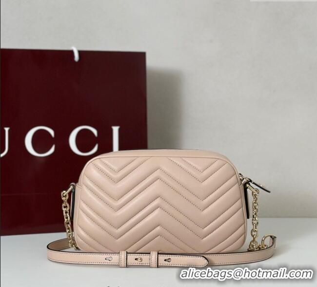 Top Grade Gucci GG Marmont small camera bag in Leather 855273 Pink Beige 2025