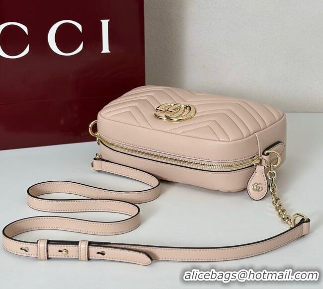 Top Grade Gucci GG Marmont small camera bag in Leather 855273 Pink Beige 2025