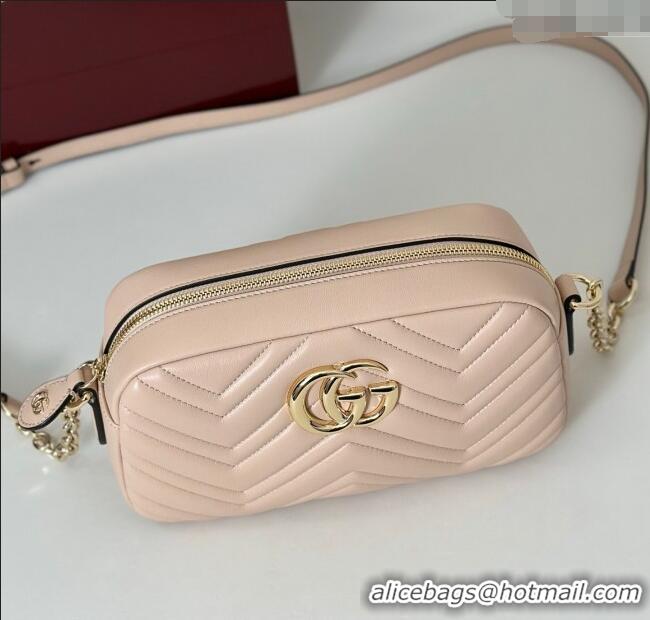 Top Grade Gucci GG Marmont small camera bag in Leather 855273 Pink Beige 2025