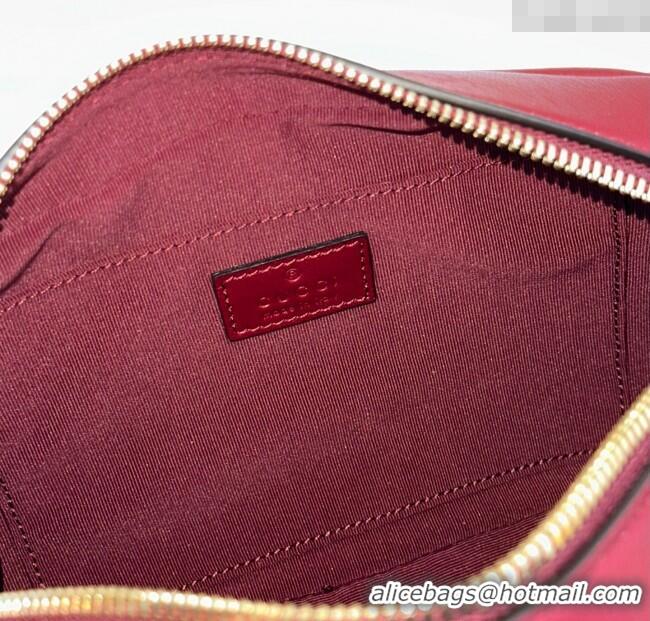 Luxury Cheap Gucci GG Marmont small camera bag in Leather 855273 Ancora Red 2025