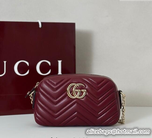 Luxury Cheap Gucci GG Marmont small camera bag in Leather 855273 Ancora Red 2025
