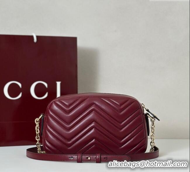 Luxury Cheap Gucci GG Marmont small camera bag in Leather 855273 Ancora Red 2025