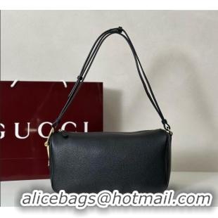 Grade Quality Gucci Half Horsebit medium shoulder bag in Leather 860787 Black 2025