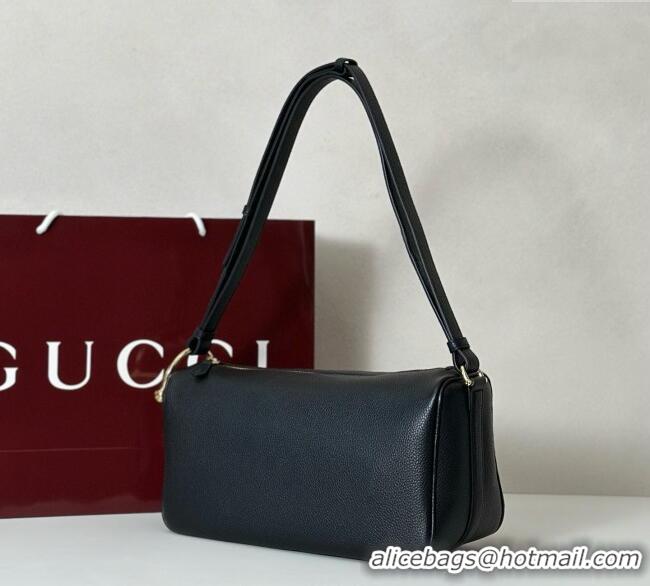 Grade Quality Gucci Half Horsebit medium shoulder bag in Leather 860787 Black 2025