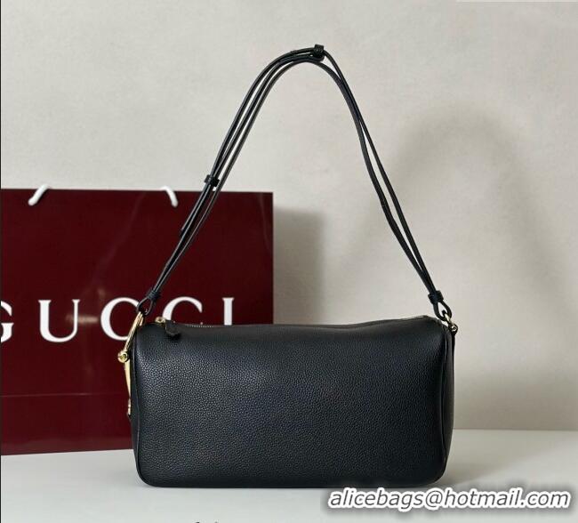 Grade Quality Gucci Half Horsebit medium shoulder bag in Leather 860787 Black 2025
